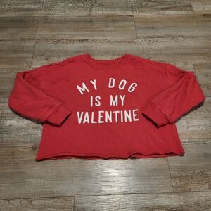 Red 'My Dog is My Valentine' Sweatshirt Kid Girl Size Medium